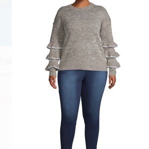 Gray Ruffle Sleeve Sweater